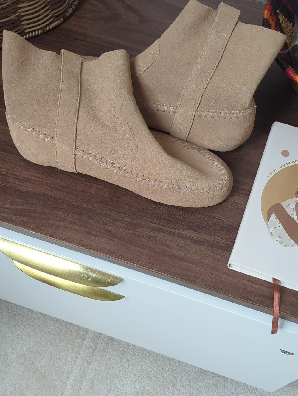 Suede Ankle Moccasin Boots